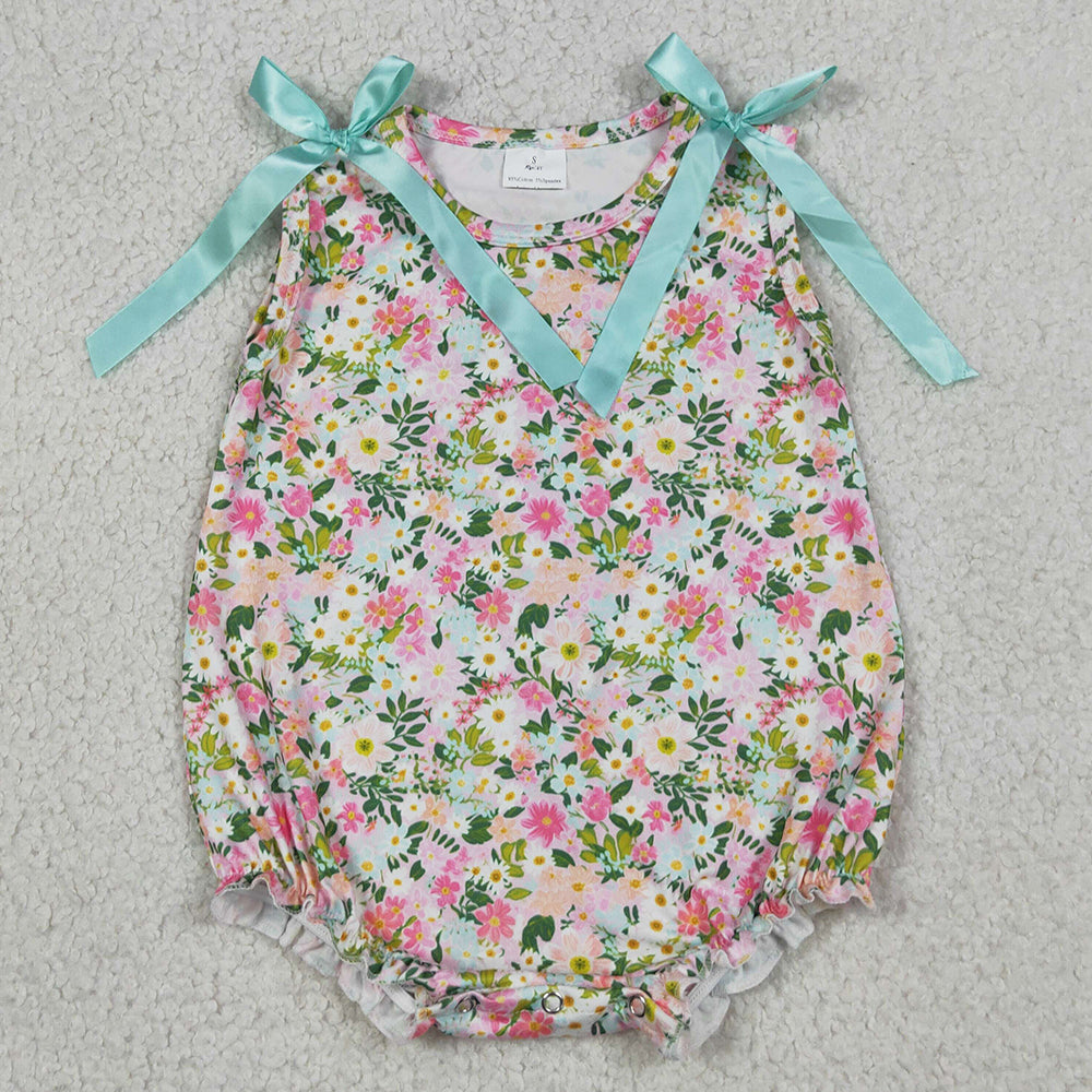 Baby Girls Rompers Sleeveless Colorful Floral Ruffle Rompers SR4111