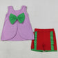 Baby Girls Clothes Purple Sleeveless Back Bows Tunic Red Shorts Clothes Sets GSSO3465
