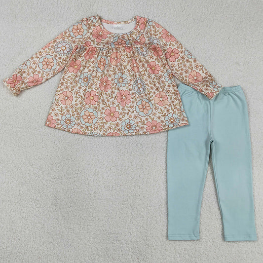 Baby Girls Clothes Fall Flowers Tunic Legging Pants Clothes Sets GLP1195