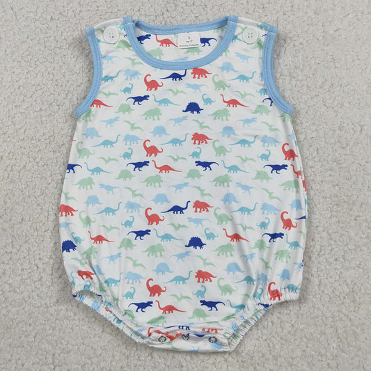 Baby Boys Rompers Sleeveless Dinosaurs Plaid Rompers SR4096