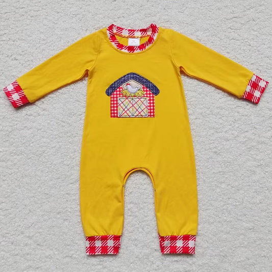 Infant Girls Romper Long Sleeve Farm Chicken Embroidery Kids Rompers Jumpsuit LR0383 LR0384