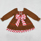 Baby Girls Dress Brown Gingerbread Bow Knee Length Dresses GLD0758