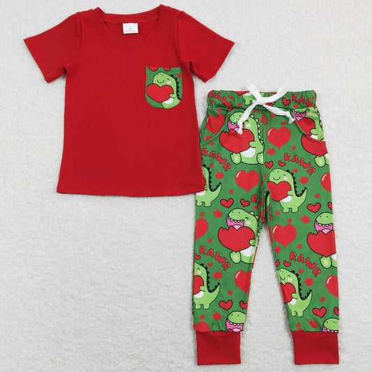 Love Dinosaur Baby Boys Clothes Valentines Kids Outfits BSPO0229