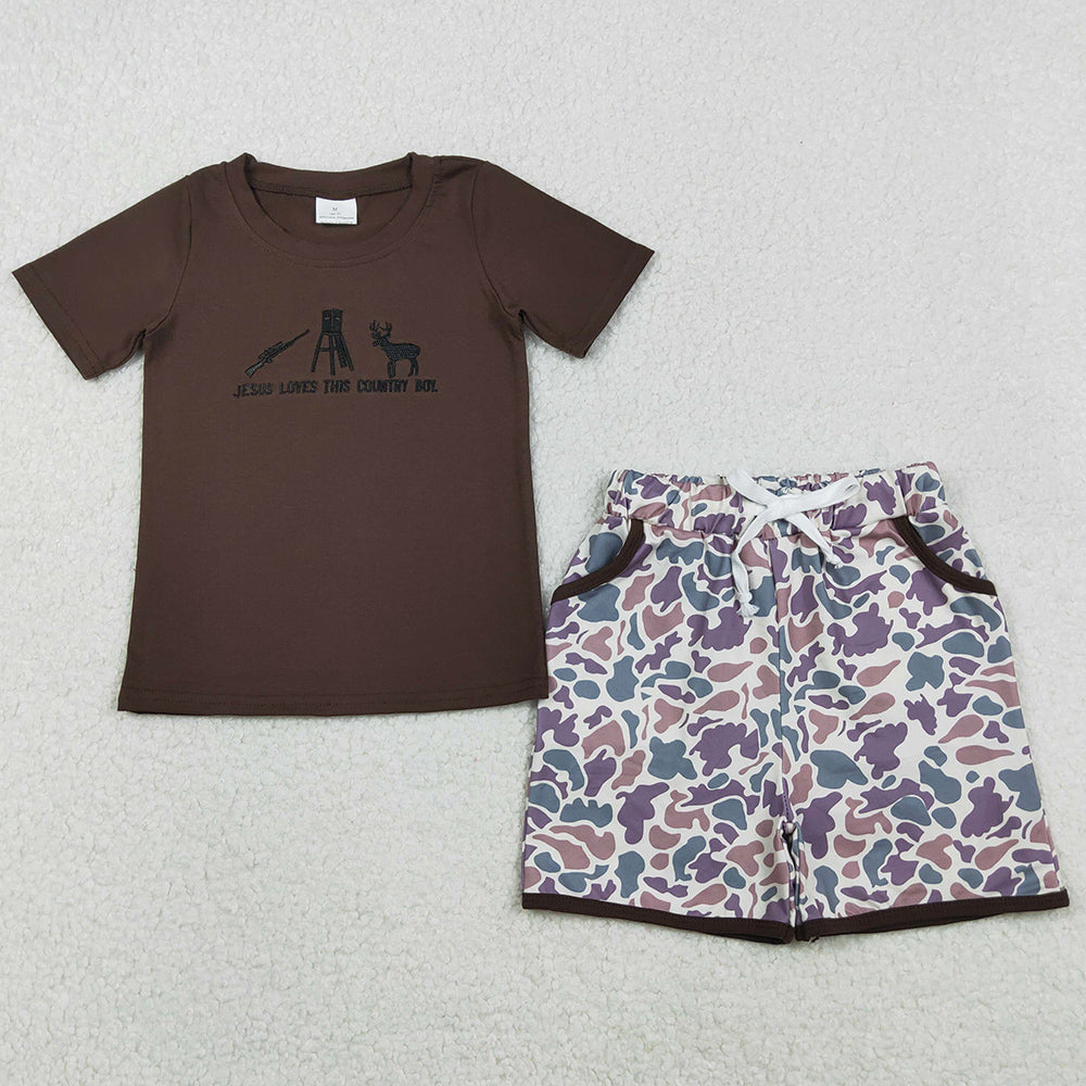 Boutique Baby Boys Embroidery Love This Country Boy Deer Camo Pockets Shorts Hunting Clothes Sets BSSO1562 11.6