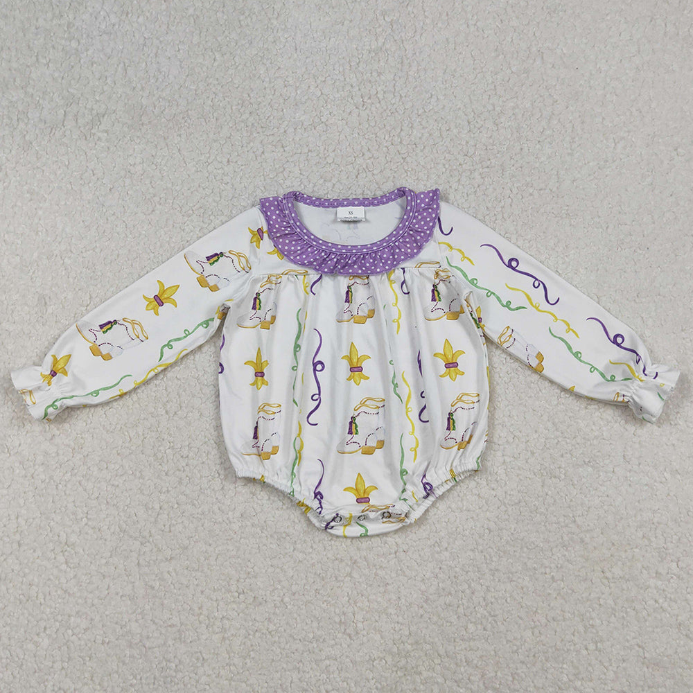 Baby Infant Girls Rompers Mardigras Anchors Boots Stripe Ruffle Rompers LR2042 10.2