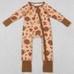 Baby Girls Rompers Bows Turkey Pumpkins Thanksgiving Two Way Zip Convertible Rompers LR2689 10.21