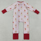 Baby Girls Rompers Pink Checked Dogs Hearts Valentine Ruffle Zipper Footie Romper LR2681 10.13