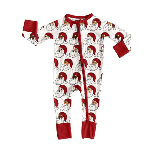 Preorder(moq 5)Baby Girls Red Santa Plaid Zipper Pant Rompers 7.26