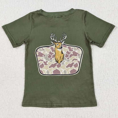 Baby Boys Clothes Shirts Green Deer Camo Short Sleeve Tee Shirts Tops BT1148