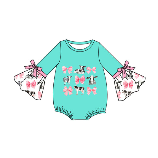 Cow Print Baby Girls Rompers Long Sleeve Cute Rompers preorder MOQ 5