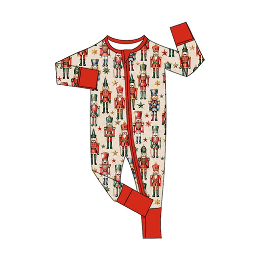 Preorder (moq 8)Baby Boys Soldiers Stars Christmas Zipper Footie Rompers 9.23