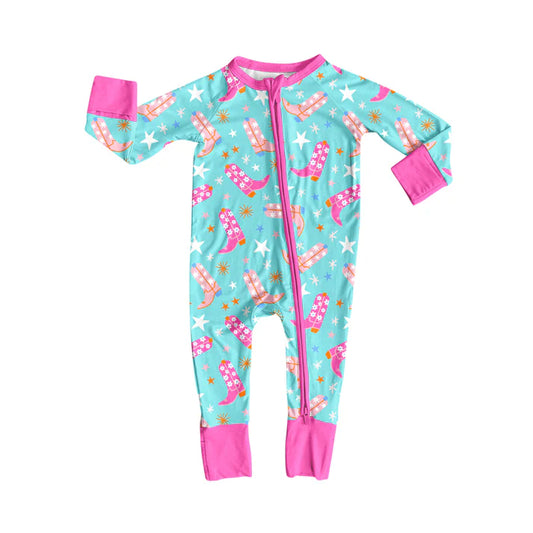 Preorder(moq 5)Baby Infant Boys Flower Boots Stars Zipper Rompers 8.4