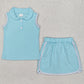 Baby Girls Clothes Aqua Pullover Top Sports Shorts Clothes Sets GSD1973 3.10