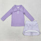 Baby Girls Clothes Lavender Pullover Active Wear Top Shorts Skirts Clothes Sets GLD0985