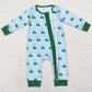 Baby Infant Boys Rompers Green Tractors Bamboo Zip Rompers LR1253