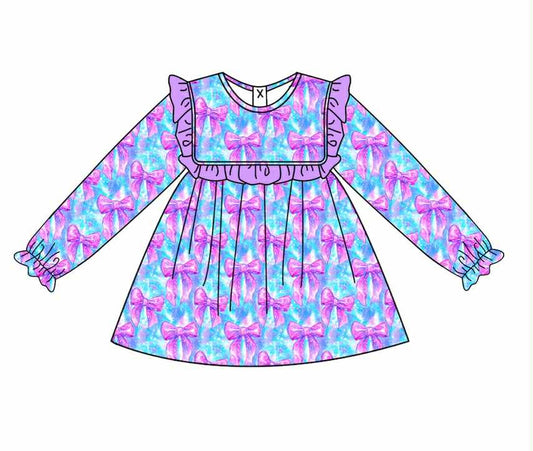 Preorder(moq 5) New Fashion Baby Girls Dress Long Sleeve Knee Length Dresses 8.16