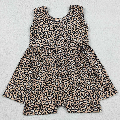 Baby Girls Jumpsuits Sleeveless Leopard Tunic Short Jumpsuits Rompers SR3070