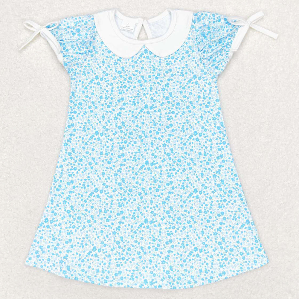 Baby Girls Dress Blue Small Flowers Knee Length Dresses GSD1132