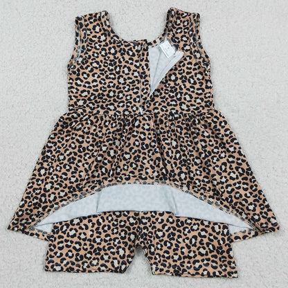 Baby Girls Jumpsuits Sleeveless Leopard Tunic Short Jumpsuits Rompers SR3070