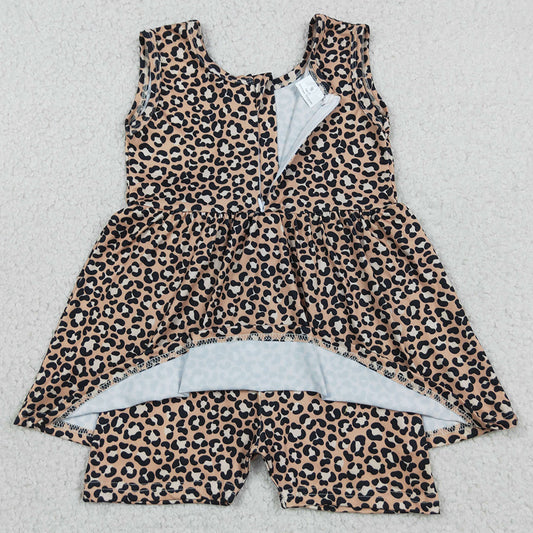 Baby Girls Jumpsuits Sleeveless Leopard Tunic Short Jumpsuits Rompers SR3070