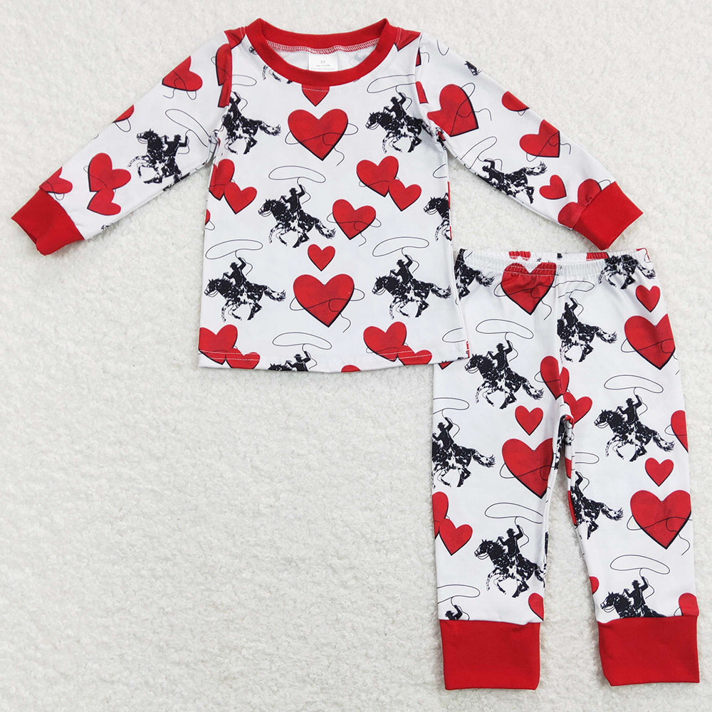 Fashion Baby Girls Pajamas Western Valentines Sleepwear Sets BLP0455