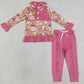 Baby Girls Clothes Colorful Flowers Button Ruffle Pullover Top Jogger Hunting Clothes Sets GLP3315