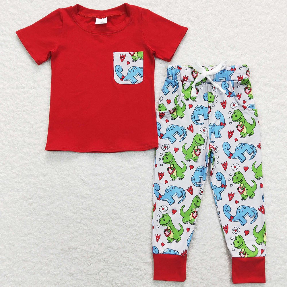 Dinosaur Kids Boys Clothes Valentines Outfits BSPO0235