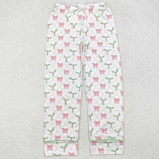 Adult Women Pants Christmas Bows Holly Bottom Pants Pajamas P0545