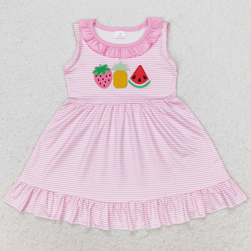 Baby Girls Dress Pink Stripes Watermelon Knee Length Dresses GSD1055