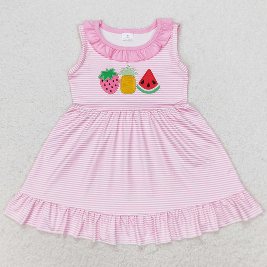 Baby Girls Dress Pink Stripes Watermelon Knee Length Dresses GSD1055