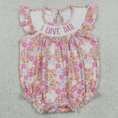 Baby Girls Rompers Smocked I Love Dad Colorful Flowers Ruffle Rompers SR4142