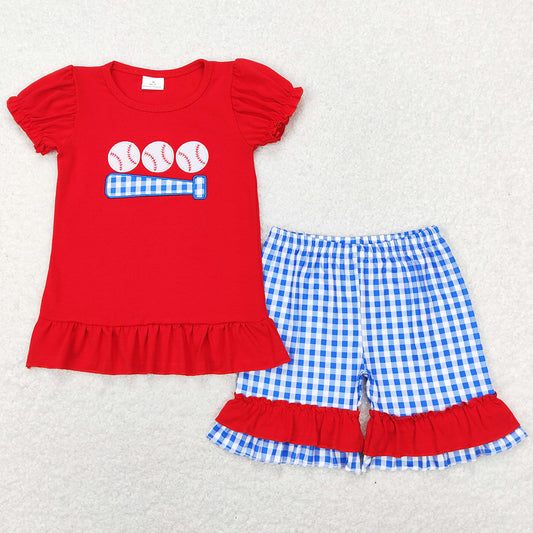 Baseball Embroidery Baby Girls Clothes Kids Sibling Boys Outfits GSSO0428