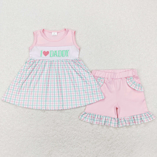 Summer Girls Clothes I Love Daddy Embroidery Boutique Outfits GSSO0441