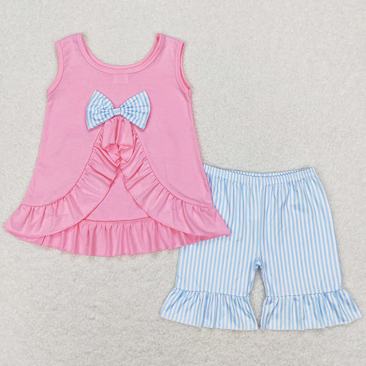 Summer Baby Girls Clothes Sleeveless Top Shorts Sets GSSO0438