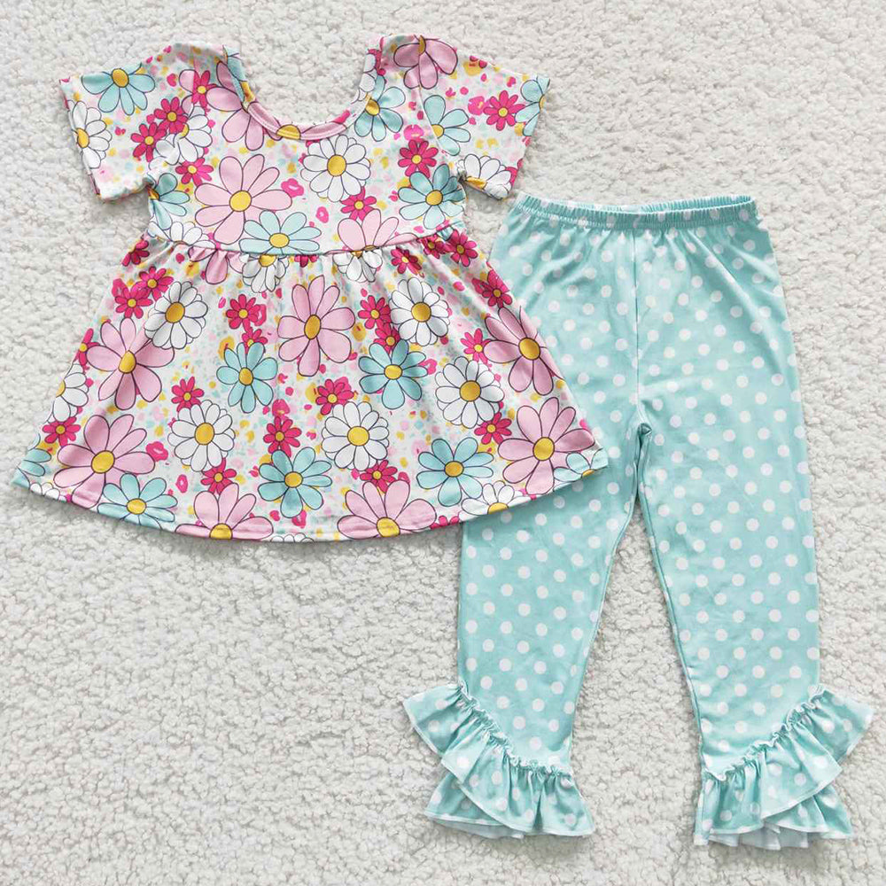 Boutique Baby Girls Clothes Flowers Tunic Legging Clothes Sets GSPO0618