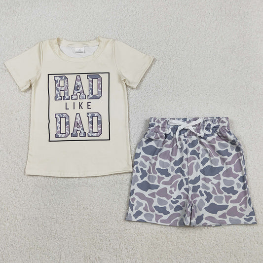 Baby Boys Clothes Rad Like Dad Top Light Grey Pockets Shorts Hunting Clothes Sets BSSO1584 12.9