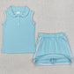 Baby Girls Clothes Aqua Pullover Top Sports Shorts Clothes Sets GSD1973 3.10