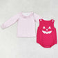 Boutique Baby Infant Girls Rompers Pink Halloween Ghost Shirt 2pcs Rompers Sets LR1171