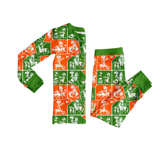 Preorder (moq 5)Baby Girls Cactus Horse Rodeos Top Pant Western Pajamas Set 8.4