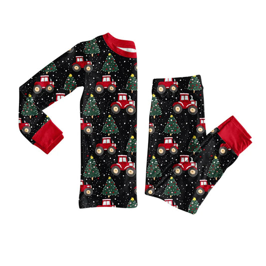 Preorder(moq 5) Baby Boys Christmas Tree Trucks Top Pants Lounge Wear Pajamas Sets 8.13