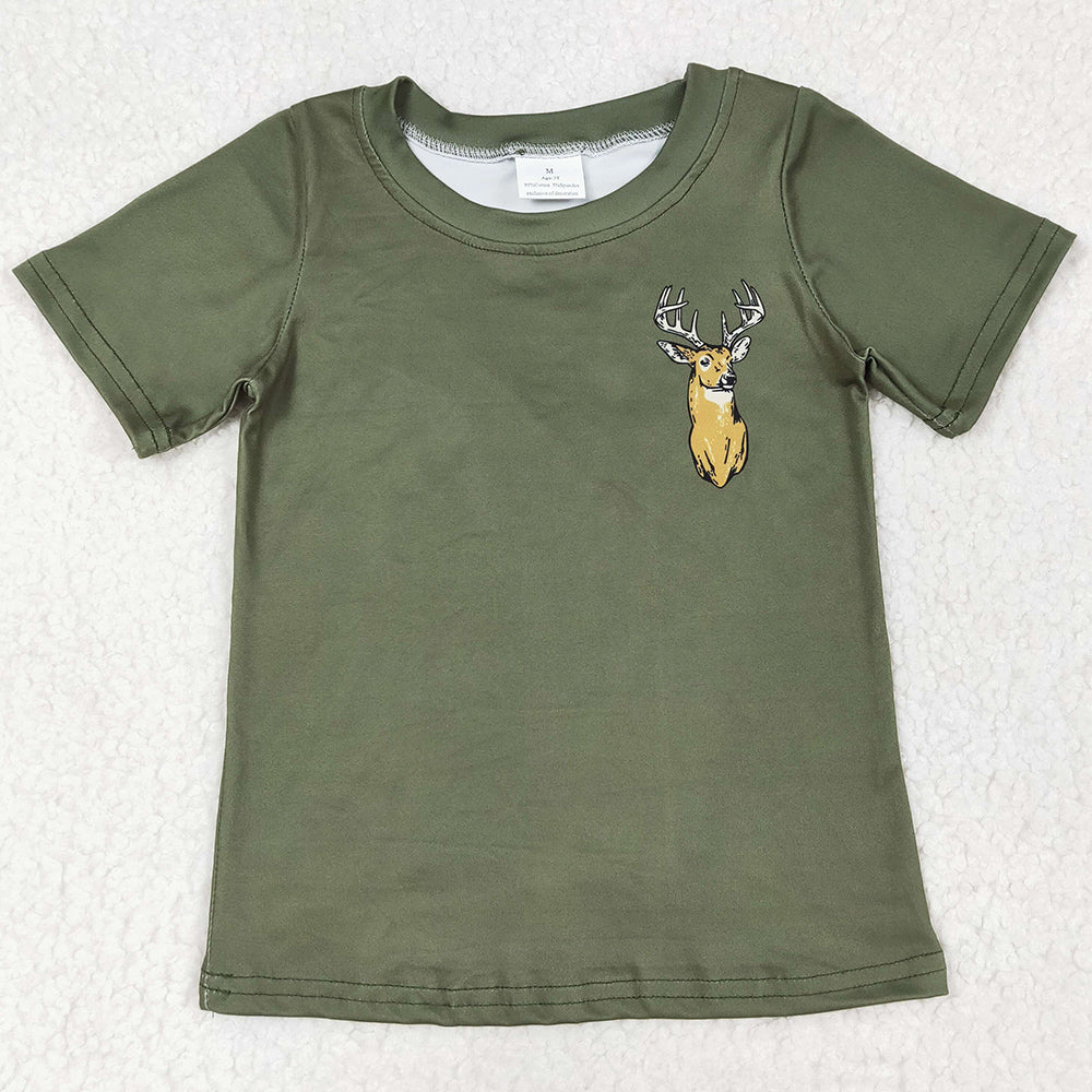 Baby Boys Clothes Shirts Green Deer Camo Short Sleeve Tee Shirts Tops BT1148