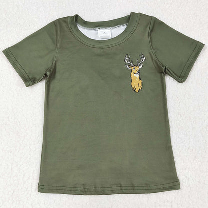 Baby Boys Clothes Shirts Green Deer Camo Short Sleeve Tee Shirts Tops BT1148