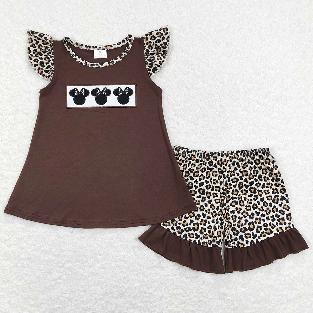 Fashion Cartoon Baby Girls Clothes Embroidery Tops Shorts Sets GSSO0424