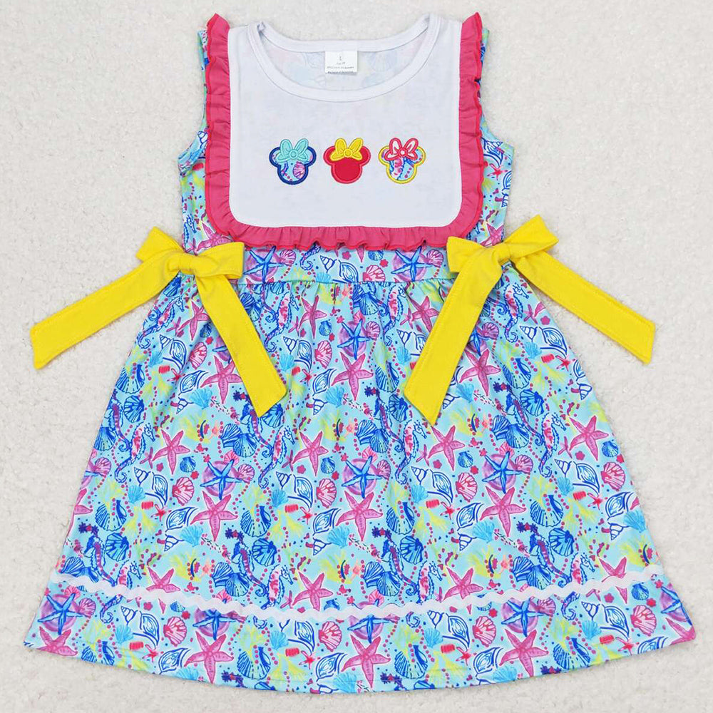 Baby Girls Dress Cartoon Bows Knee Length Dresses GSD0924