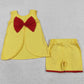 Baby Girls Clothes Yellow Sleeveless Back Bows Tunic Ruffle Shorts Clothes Sets GSSO3466