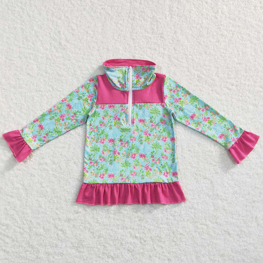 Flower Print Kids Girls Clothes Tops Shirts GT0299