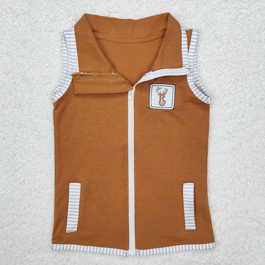 Baby Girls Boys Clothes Coat Deers Hunting Zip Pocket Vest Tops BT0855