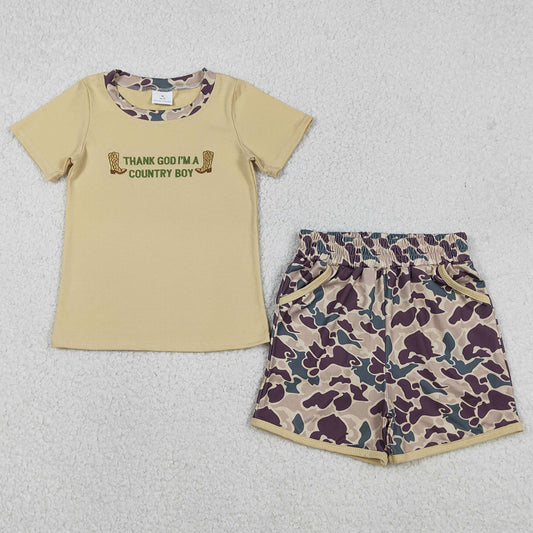 Boutique Baby Boys Clothes Embroidery Country Boy Boots Top Camo Pockets Shorts Western Clothes Sets BSSO1577 12.8