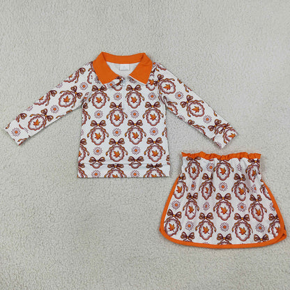Baby Girls Clothes Long Sleeve Bows Leaves Zip Pullovers Skirt Short Fall Clothes Sets GLD1602