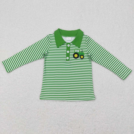 Baby Boys Clothes Tops Stripes Tractor Tee Shirts Pullovers Tops BT0405